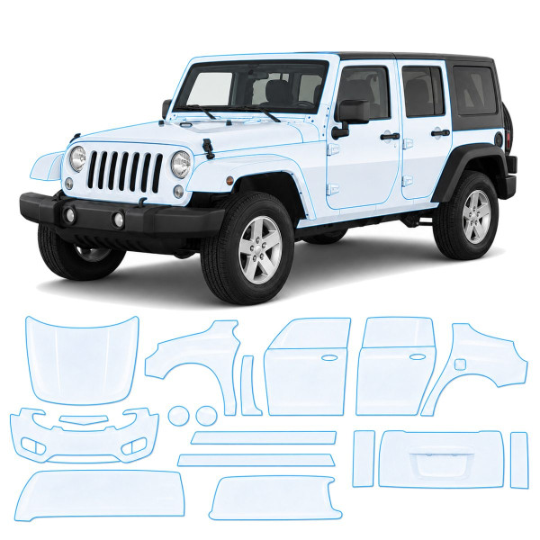 Антигравійна захисна бронеплівка за лекалами для Jeep Wrangler JK 2007-2018 - повний кузов