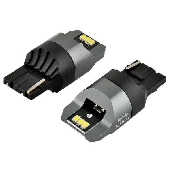 LED автолампа Brevia Power 12/24V T20 W21W 6x3020SMD 330Lm 6000K CANbus W3x16d 2 шт (10110X2)