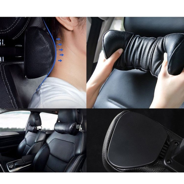 Подушка на підголовник Baseus First Class Car Headrest / Пінополіуретан екокожа / Чорна 1 шт (CRTZ01-01)