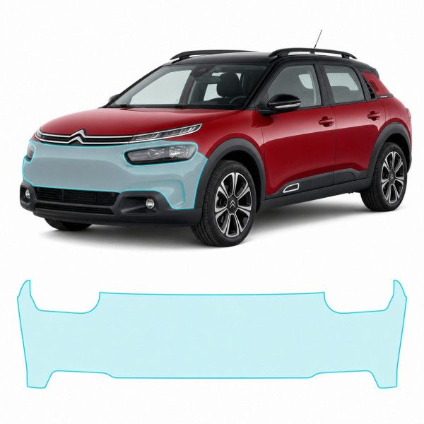 Антигравійна захисна бронеплівка за лекалами для Citroen C4 Cactus I facelift 2018-2020 - передній бампер