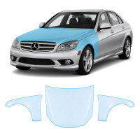Антигравийная защитная бронепленка по лекалам для Mercedes-Benz C-Class W204 2007-2011 - капот и передние крылья
