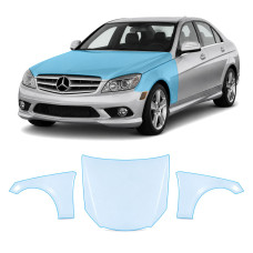 Антигравийная защитная бронепленка по лекалам для Mercedes-Benz C-Class W204 2007-2011 - капот и передние крылья