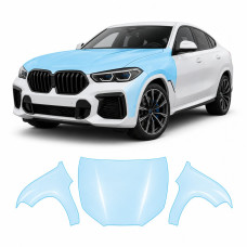 Антигравийная защитная бронепленка по лекалам для BMW X6 G06 facelift 2023- капот и передние крылья