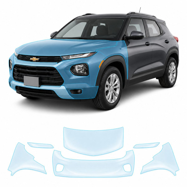 Антигравійна захисна бронеплівка за лекалами для Chevrolet Trailblazer I 2021- передня частина авто (капот бампер крила))