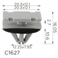 Клипса крепления молдинга порога CHEVROLET PONTIAC HUMMER GMC BUICK CADILLAC DODGE FORD OPEL JEEP (11571175, 15282) C1627