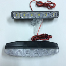 Денні ходові вогні ДХО 160x16x43 мм / 0.5W* 6LED / корпус пластик / Білі 2 шт