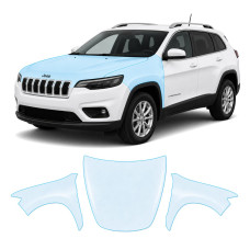 Антигравійна захисна бронеплівка за лекалами для Jeep Cherokee KL facelift 2019-2023 - капот і передні крила