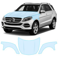 Антигравийная защитная бронепленка по лекалам для Mercedes-Benz GLE W166 facelift 2015-2019 - капот и передние крылья