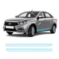 Антигравийная защитная бронепленка по лекалам для LADA Vesta I 2015-2022 - нижняя зона кузова пороги