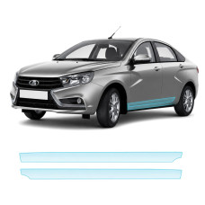 Антигравийная защитная бронепленка по лекалам для LADA Vesta I 2015-2022 - нижняя зона кузова пороги
