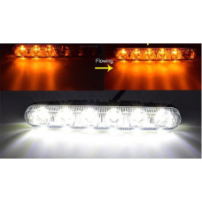 Денні ходові вогні ДХО / 170x21x40 мм / 1W*6SMD / корпус метал / Біжучий повортник / Білі 2 шт