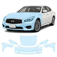 Антигравийная защитная бронепленка по лекалам для Infiniti Q70 Y51 2014-2019 - передняя часть авто (капот бампер фары крылья)