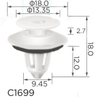 Клипса крепления обшивки дверей молдинг MERCEDES AUDI SEAT SKODA VW OPEL MITSUBISHI SAMAND (C1699)