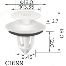 Кліпса кріплення обшивки дверей молдинг MERCEDES AUDI SEAT SKODA VW OPEL MITSUBISHI SAMAND (C1699)