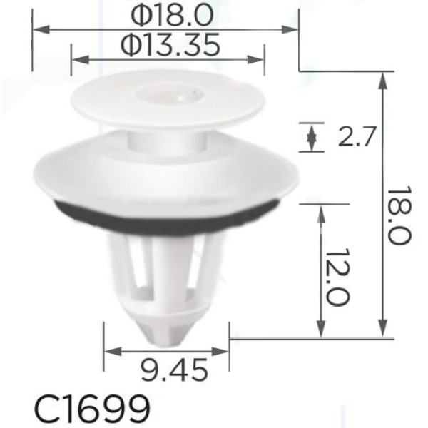 Кліпса кріплення обшивки дверей молдинг MERCEDES AUDI SEAT SKODA VW OPEL MITSUBISHI SAMAND (C1699)
