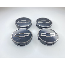 Ковпачки на титани Chevrolet 60/56 мм пластик гладкий логотип Чорний хром 4 шт