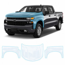 Антигравийная защитная бронепленка по лекалам для Chevrolet Silverado IV 2019-2021 - капот и передние крылья