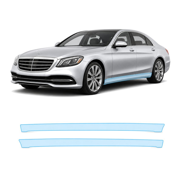 Антигравийная защитная бронепленка по лекалам для Mercedes-Benz S-Class W222 facelift 2017-2020 - нижняя зона кузова пороги