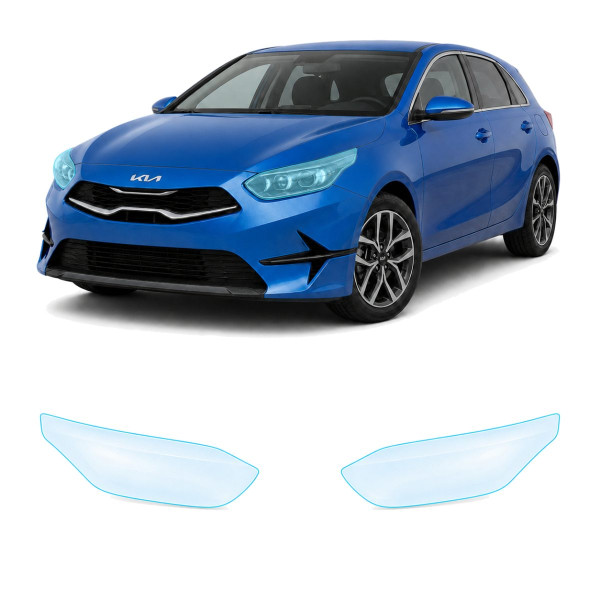 Антигравийная защитная бронепленка по лекалам для Kia Ceed CD facelift 2022- оптика (фары и ПТФ)