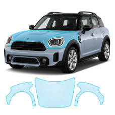 Антигравийная защитная бронепленка по лекалам для Mini Countryman F60 facelift 2020-2023 - капот и передние крылья