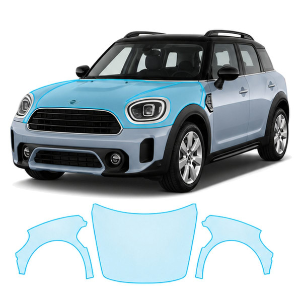 Антигравийная защитная бронепленка по лекалам для Mini Countryman F60 facelift 2020-2023 - капот и передние крылья