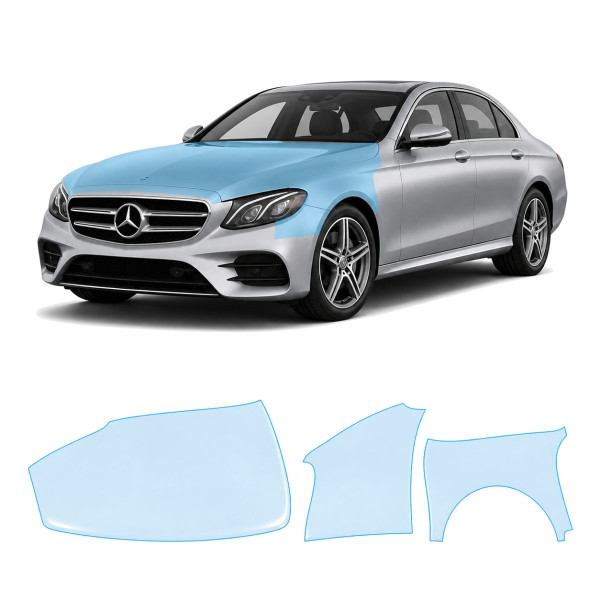 Антигравийная защитная бронепленка по лекалам для Mercedes-Benz E-Class W213 2016-2020 - капот и передние крылья