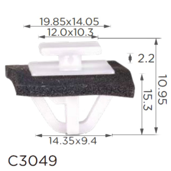 Клипса крепления молдинга Hyundai (877162W000 87716-2W000 15221) C3049
