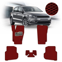 Коврики в салон EVA для Volkswagen Polo V 2009-2017 с подпятником Красные 5 шт