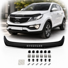 Дефлектор капоту мухобійка для Kia Sportage 2010-2015 Євро Кріплення (Vip Tuning) KA20