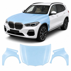 Антигравийная защитная бронепленка по лекалам для BMW X5 G05 2018-2023 - капот и передние крылья