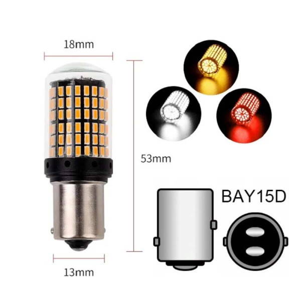 Автолампа світлодіодна LED 12/24V T25 Скло 700Lm Біле Світло 2 шт №1157 (BAY15d)