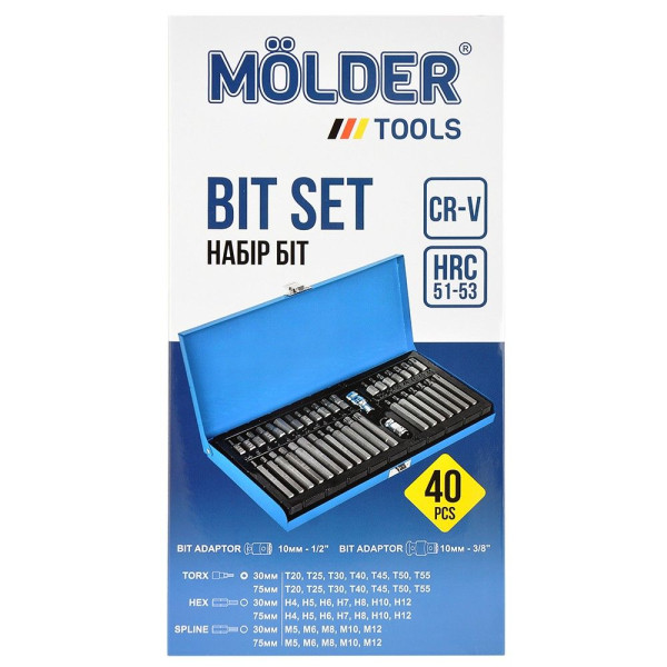 Набір біт Шестигранники та Зірочки Hex Torx Molder 40 предметів Оригінал (MT68040)