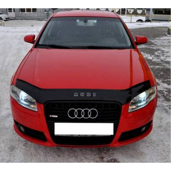 Дефлектор капота мухобойка для Audi A4 (B7) 2005-2008 Евро Крепление (Vip Tuning) AD09