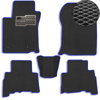 Килимки в салон EVA для Toyota Prado 150 2010-2021 (Металевий підп'ятник) Чорні-Синій кант 5 шт