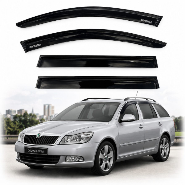 Дефлектори вікон вітровики Skoda Octavia A5 Універсал 2004-2013 Скотч 3M Voron Glass
