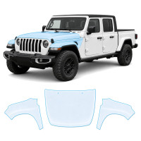Антигравийная защитная бронепленка по лекалам для Jeep Gladiator JT 2019-2023 - капот и передние крылья