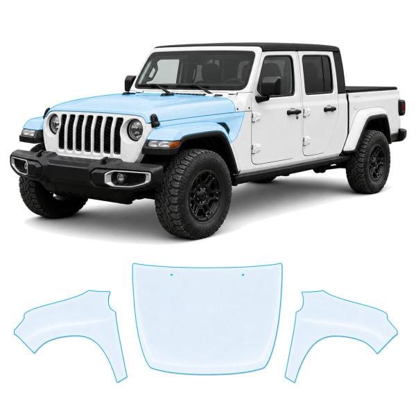 Антигравійна захисна бронеплівка за лекалами для Jeep Gladiator JT 2019-2023 - капот і передні крила