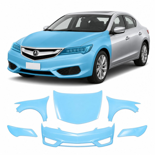 Антигравийная защитная бронепленка по лекалам для Acura ILX I facelift 2016-2018 - передняя часть авто (капот бампер фары крылья)
