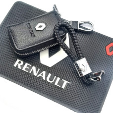 Автонабір №33 для Renault / Килимок панелі / Брелок з карабіном та чохол для автоключів з логотипом