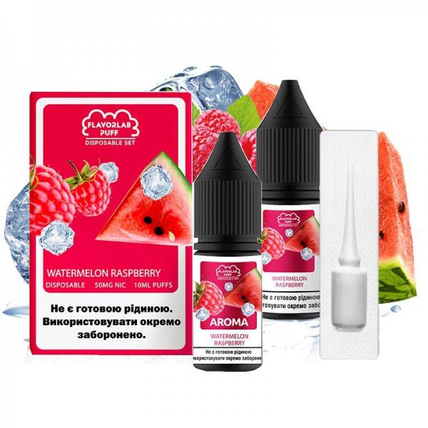 Жидкость Самозамес Flavorlab Disposable Puff 10мл 50мг Watermelon raspberry Арбуз малина