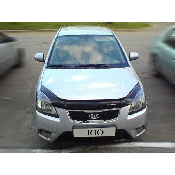 Дефлектор капота мухобойка для Kia Rio III 2005-2010 Евро Крепление (Vip Tuning) KA03