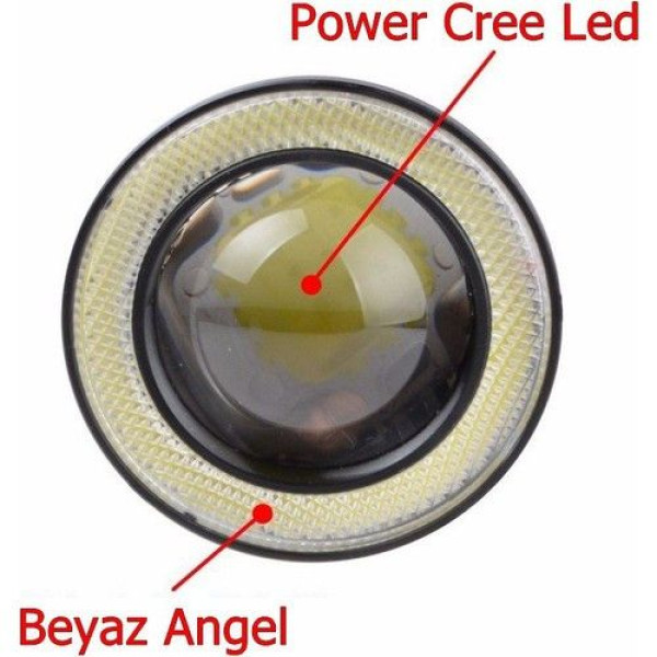 LED Fog Lights Round Lens with DRL D64mm 12V 10W 7000K White and Yellow Light 2 pcs (AG-2511 W+Y)