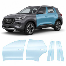 Антигравийная защитная бронепленка по лекалам для Chery Tiggo 4 Pro 2023- зоны дверей и стойки окон