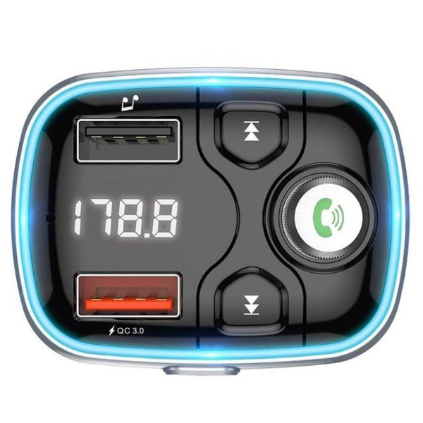 Автомобільний FM модулятор (трансмітер) Borofone Sunlight QC3.0 Дисплей Підсвічування (BC32)