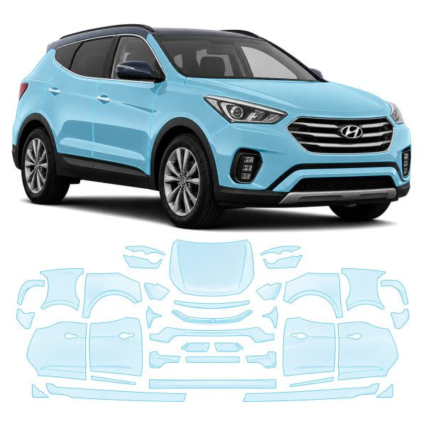 Антигравійна захисна бронеплівка за лекалами для Hyundai Santa Fe DM facelift 2016-2018 - повний кузов