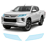 Антигравійна захисна бронеплівка за лекалами для Mitsubishi L200 V facelift 2019-2024 - оптика (фари та ПТФ)