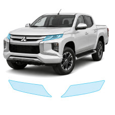 Антигравийная защитная бронепленка по лекалам для Mitsubishi L200 V facelift 2019-2024 - оптика (фары и ПТФ)