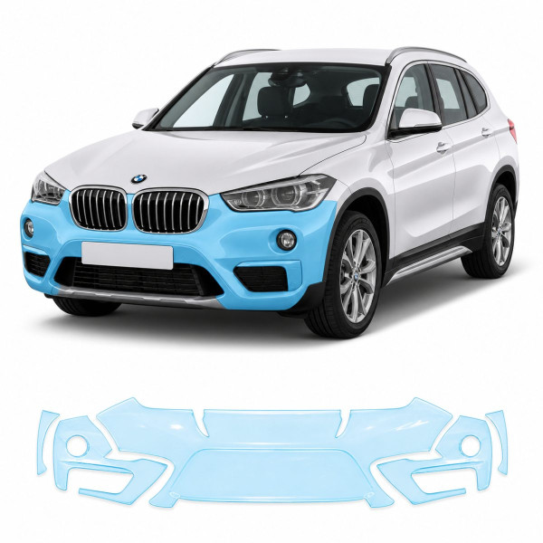 Антигравійна захисна бронеплівка за лекалами для BMW X1 F48 2015-2022 - передній бампер