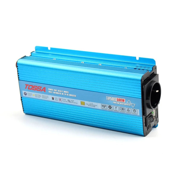 Перетворювач напруги (інвертор) Tossa 12V -220V / 500W Чистий Синус 1USB 1Розетка TAP500S