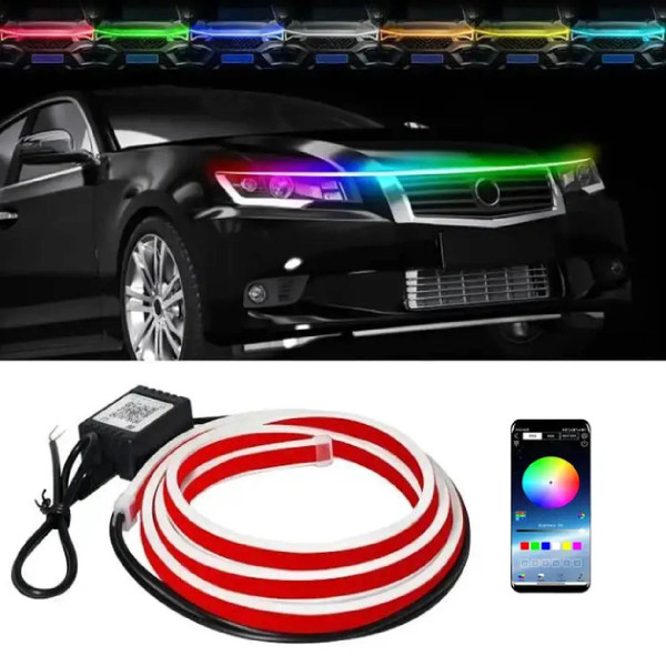 Підсвічування Капота Гнучка 12V LED Динамічна RGB 150 см (Бічне свічення)